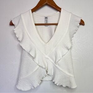 American Rag Women's Knit Ruffle Crossover Top Small